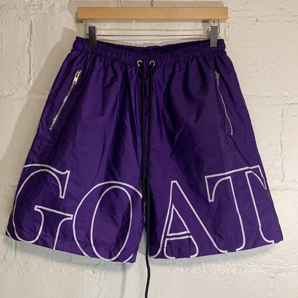 LacedUp by SneakGallery Purple GOAT Arch Logo Elastic Waist Shorts Sz M